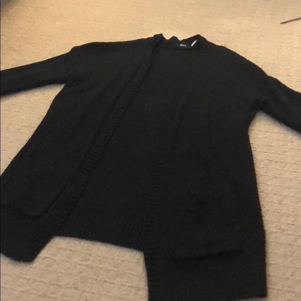 black cardigan sweater